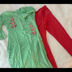 Green floral printed Kurta